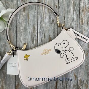 Coach X Peanuts Leather Teri Shoulder Bag With Snoopy Crossbody Purse